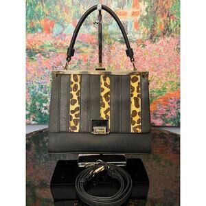 VGUC Dune London Black Faux Leather/Calf Hair Handbag w/ Strap